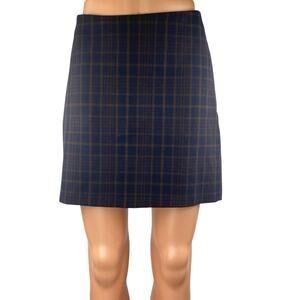 Aritzia Wilfred Blue Plaid Flannel Tartan High Waisted A Line Mini Skirt Size 4